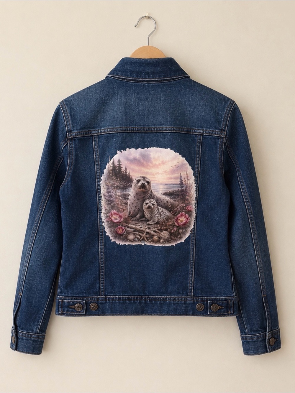 Seal & Pup | Old Navy | Large | Bird & Blossom | UpCycled Denim Jacket